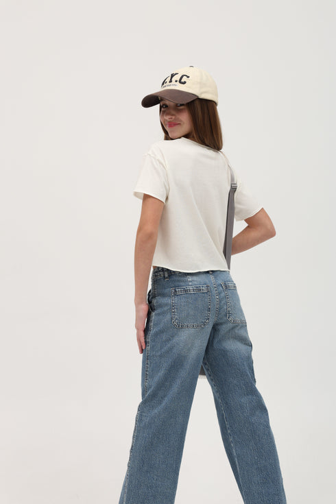 COTTON JERSEY RAW EDGE POCKET TEE